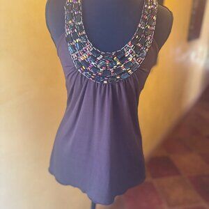 BCX Y2K Embellished Beaded Racerback Tank Top – Size Small